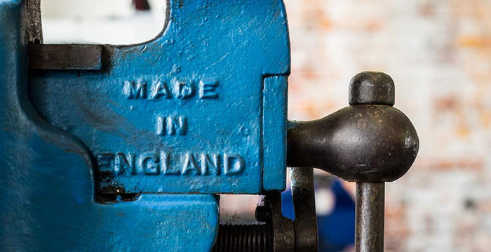 The vice on the Vanacci workbench, with the words made in England cast into it 