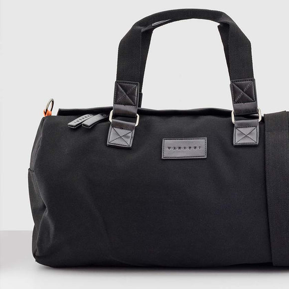 Vanacci Black canvas duffle bag on a white background