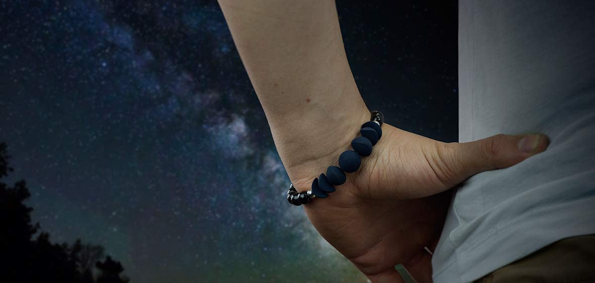 Luna Nightfall by Vanacci worn by a man on a starfield background.