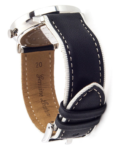 Vanacci Watch Midnight showing white and black strap