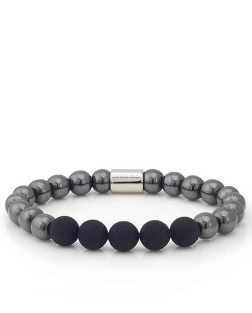Vanacci Mens Hematite Bracelet with black and silver beads 