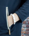 Vanacci Lockstone All White Perfume Bracelet worn on a man