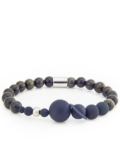 Mens Vanacci Lockstone Solar system Perfume Bracelet with back and obsidian beads