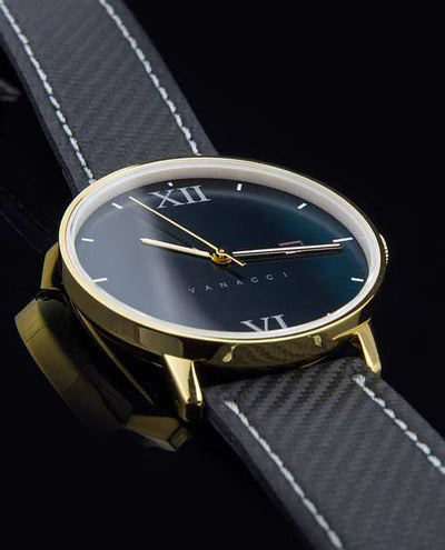 Vanacci Mens Gold Carbon fiber Watch